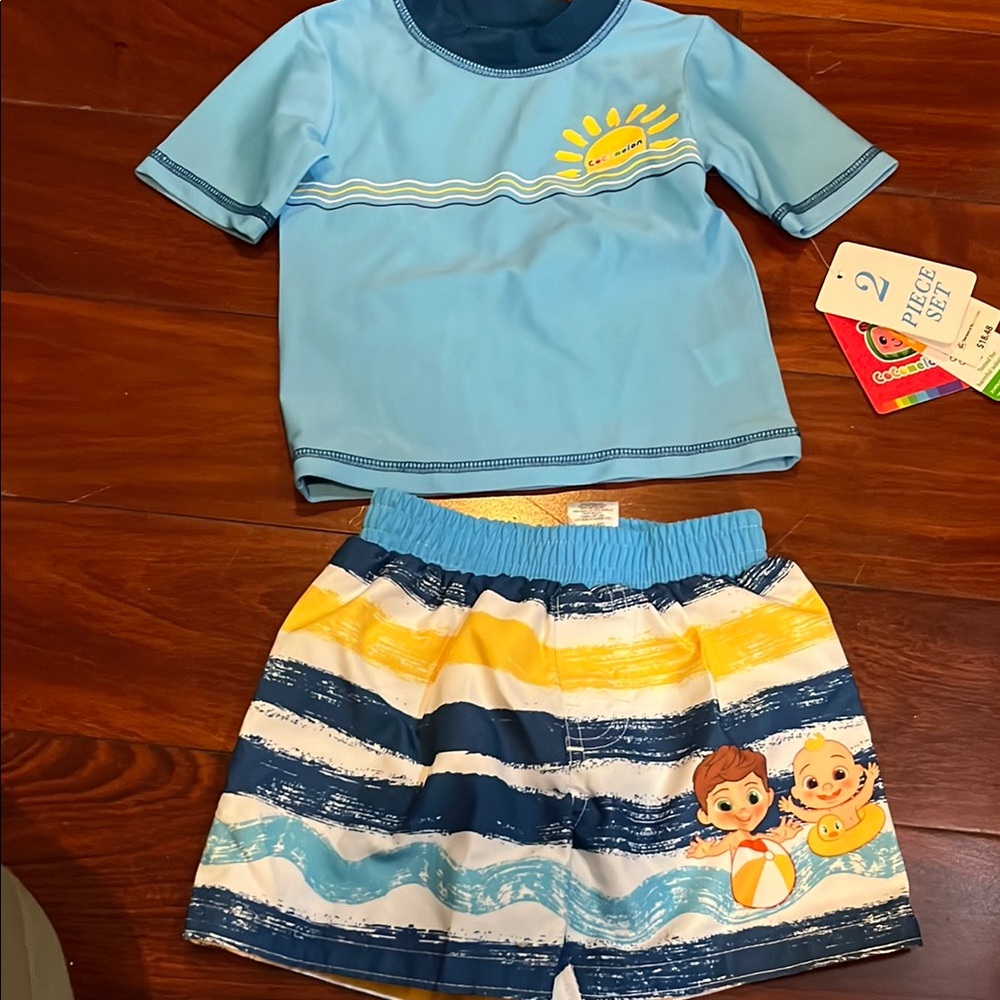 Blue Kids Swim Set with Cartoon Design 12 Months New